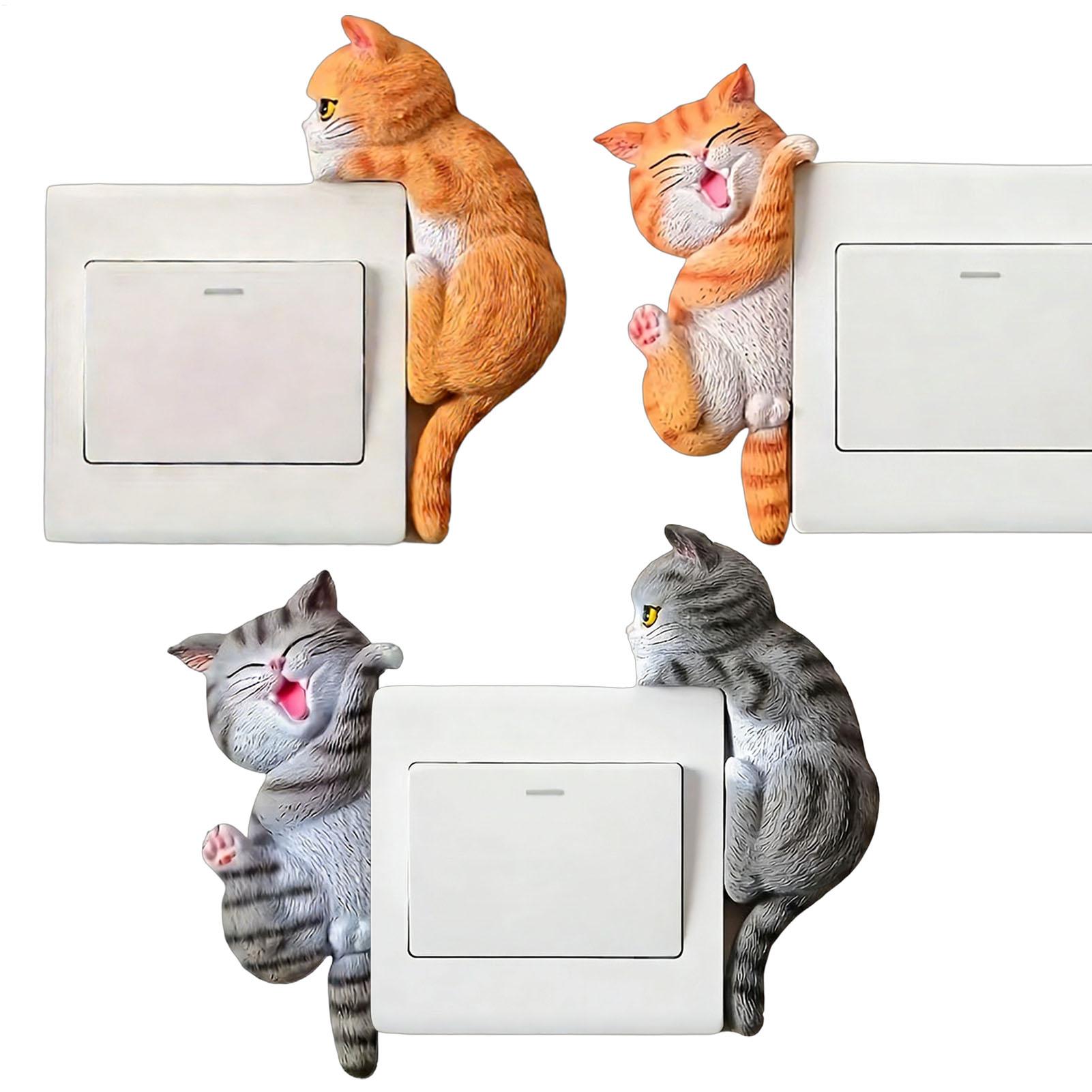 Baby Nursery Wall Lights - Lichtknopf-Aufkleber 2-teilig Katzen-Dekor 2D Abnehmbare Steckdosenabdeckung