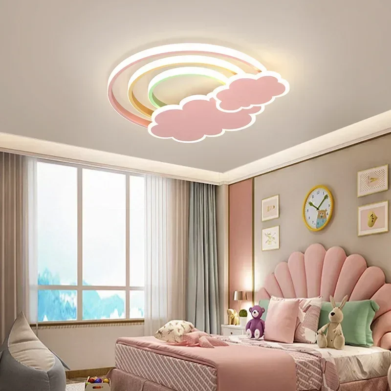 Baby Nursery Light Fixture - Moderne Minimalistische Regenbogen-Wolken LED-Deckenleuchte Warme Kinderzimmer-Beleuchtung