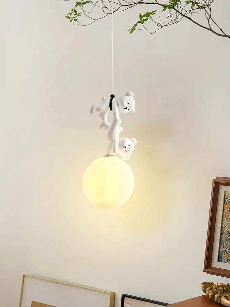 Baby Nursery Light Fixture - Bärenlampe Cartoon Kinderzimmer Nachttisch Pendelleuchten Harz-Bär