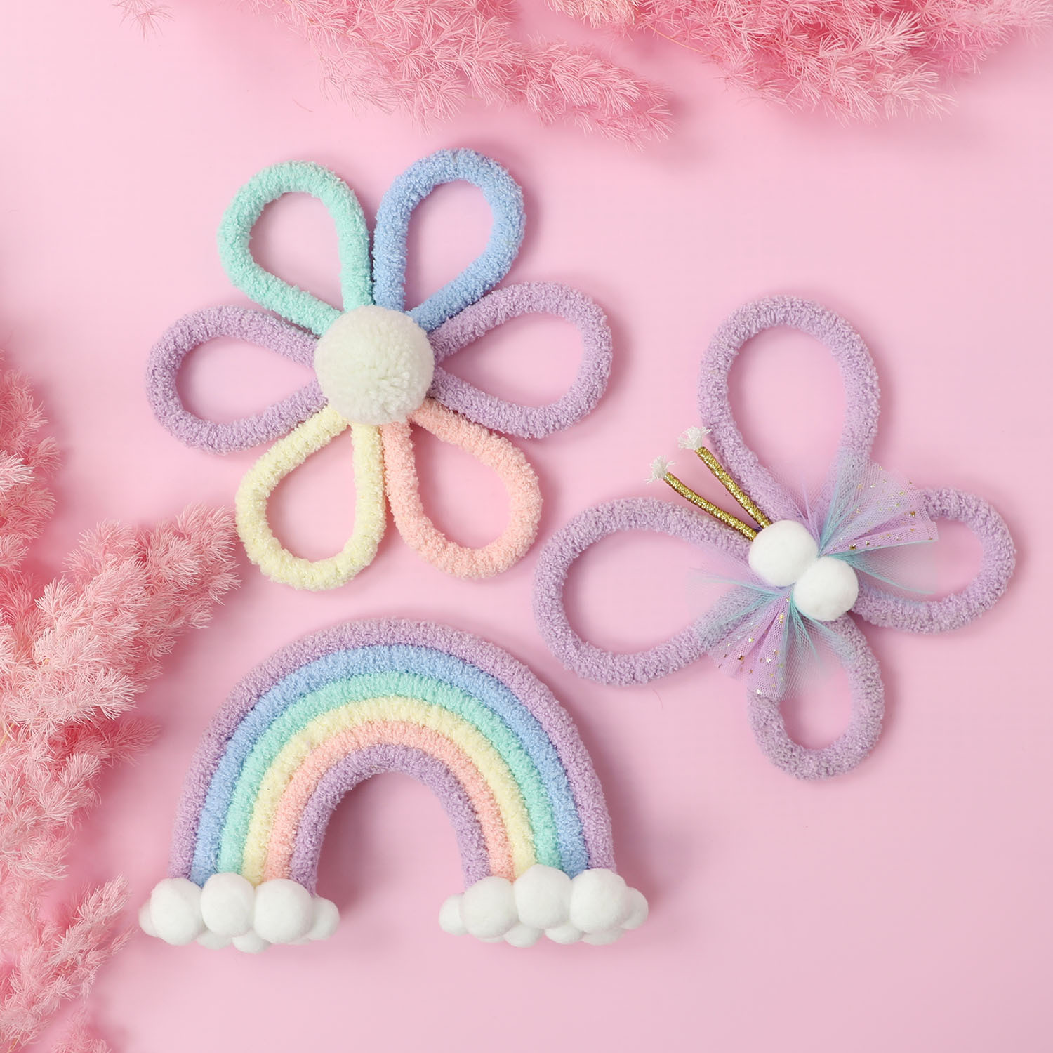 Baby Nursery Decor Girl - Nordische Regenbogen-Gänseblümchen- und Schmetterlings-Boho-Wanddekoration für Kinderzimmer,