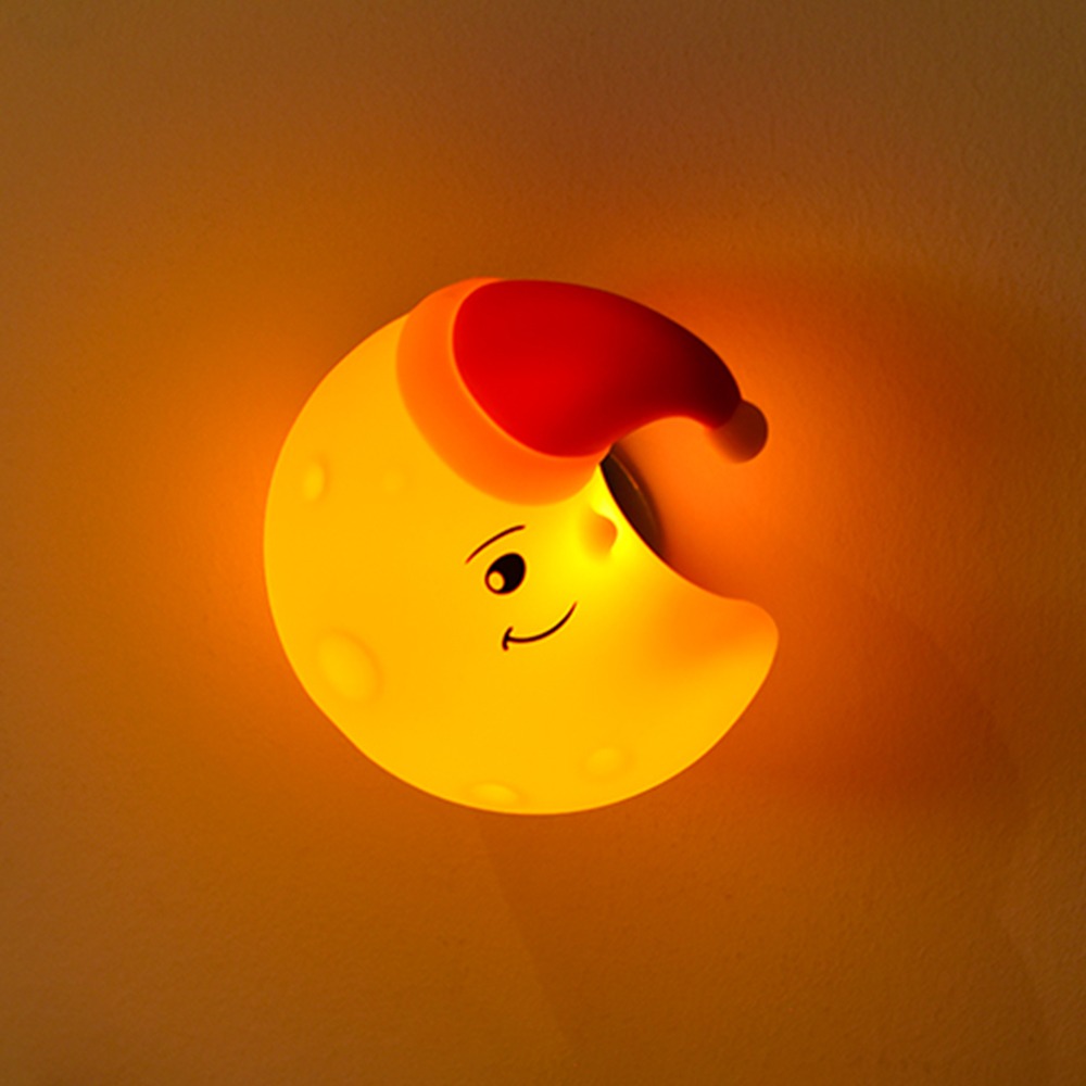 Baby Nursery Wall Lights - Niedliche Silikon-Nachttischlampe für Kinderzimmer, wiederaufladbar, Stern-Wolken-Mond-Wandleuchte,