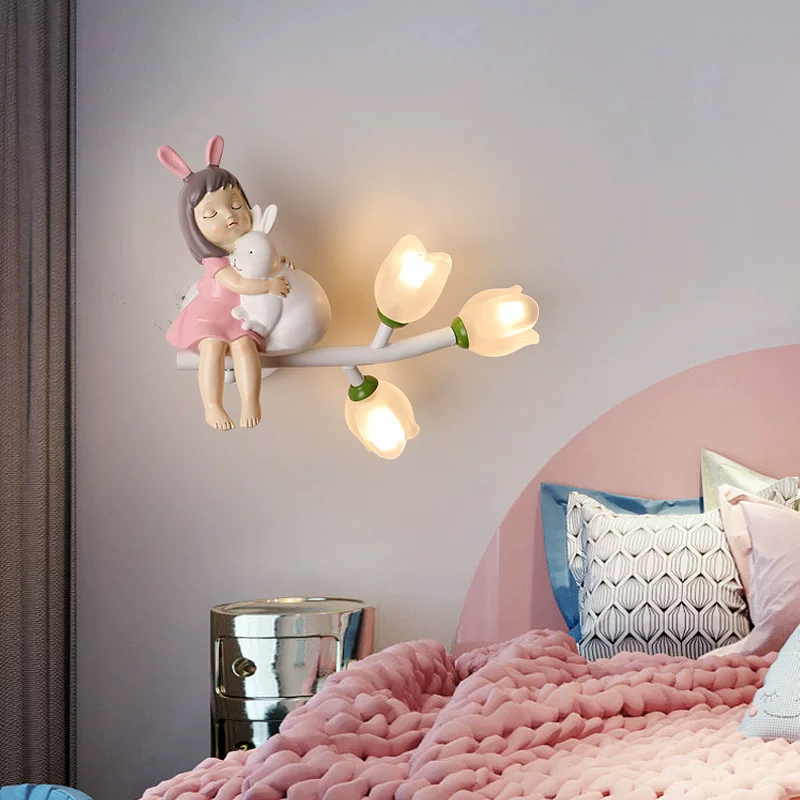 Baby Nursery Wall Lights - Kinderzimmer Prinzessinnen-Zimmer Nachttisch-Wandleuchten Harz Mädchen Glas