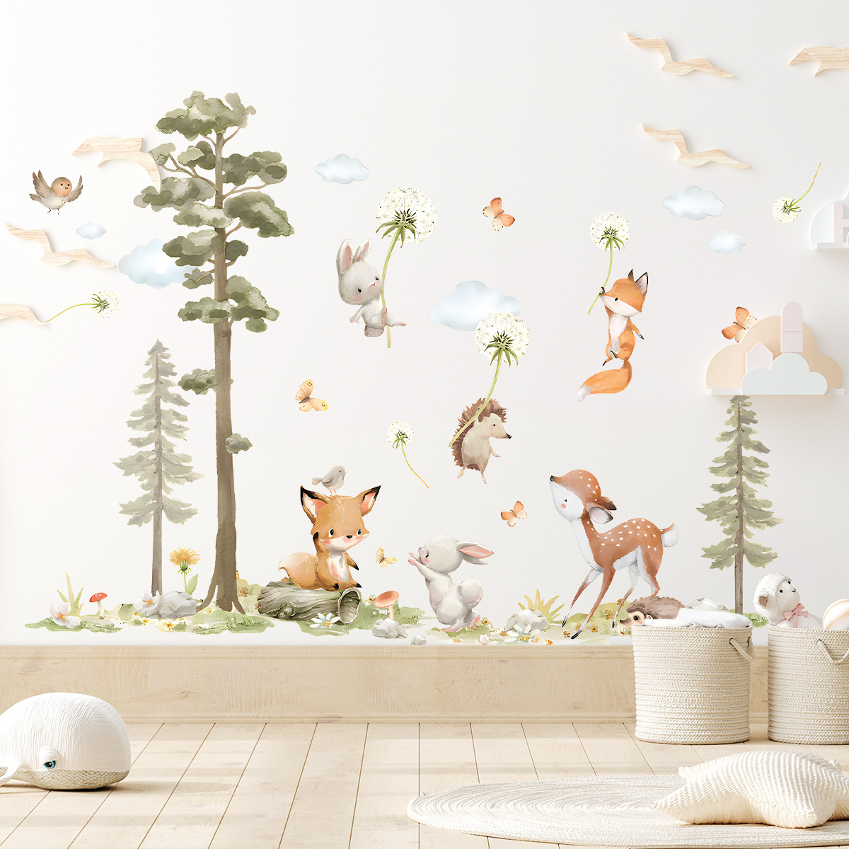 Baby Girl Nursery Quotes - Niedliche Waldtiere Wandaufkleber für Kinderzimmer Kinder