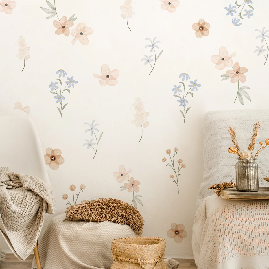 Baby Girl Nursery Quotes - Wandaufkleber mit Aquarell-Blumen für Mädchenzimmer, Kinderzimmer,