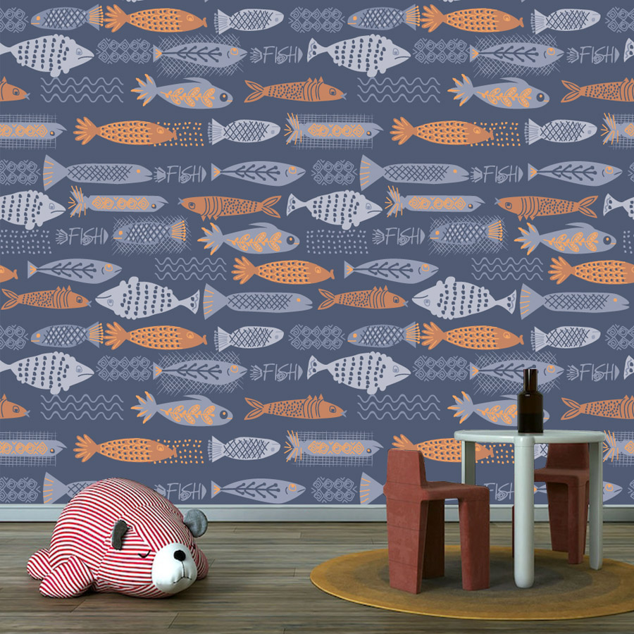 Baby Nursery Peel And Stick Wallpaper - 10+ Fisch-Design, wasserfeste, selbstklebende Tapete für