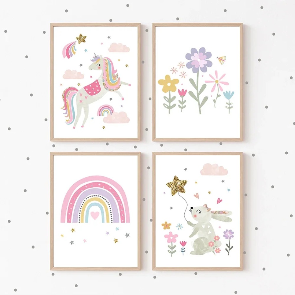 Rosa Einhorn Kaninchen Regenbo – Baby Nursery Decor Girl Bewertung und Preis