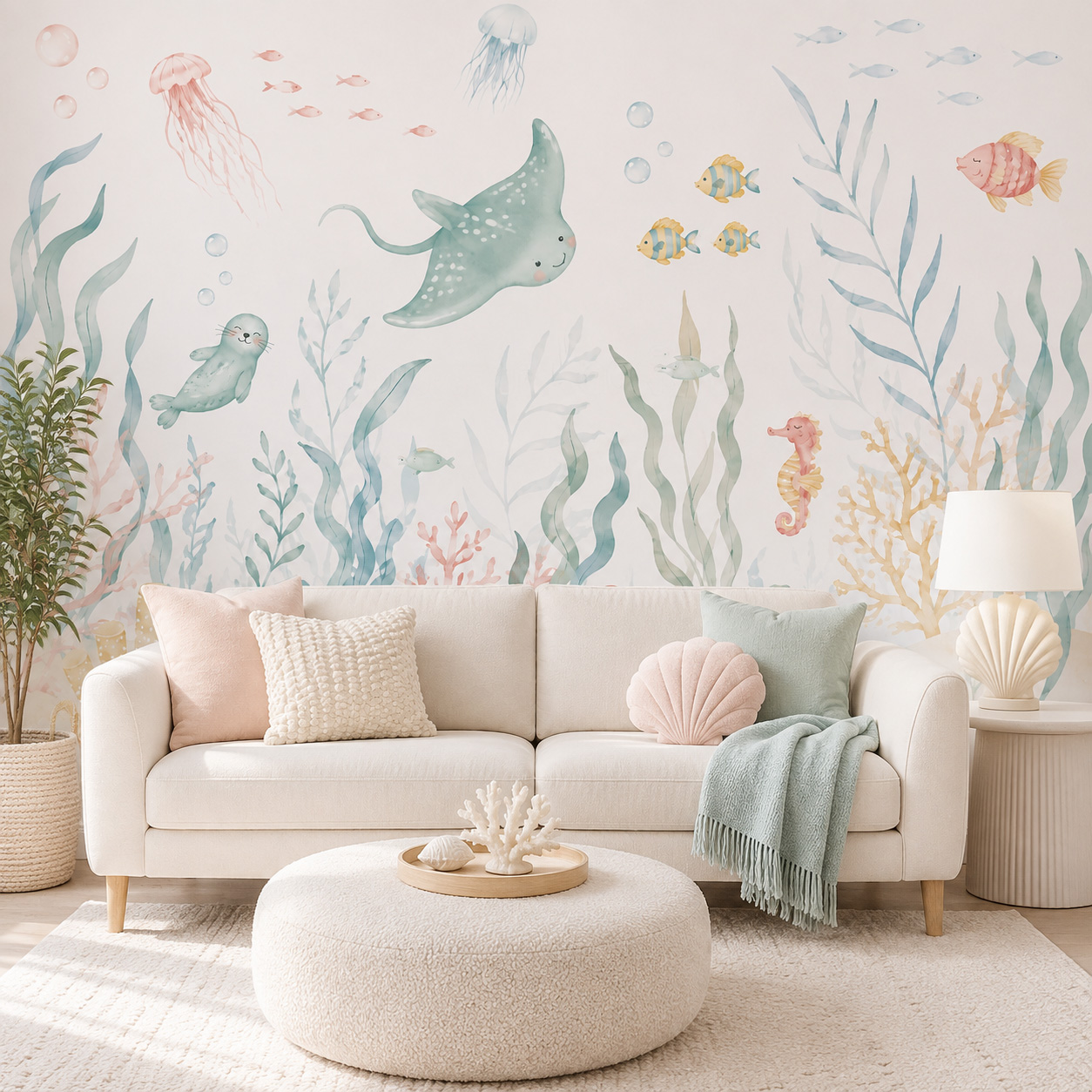 Ozean-Tier-Wandbild Selbstkleb – Baby Nursery Peel And Stick Wallpaper Bewertung und Preis